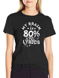 My Brain is 80% Song Lyrics Mens Black T-Shirt