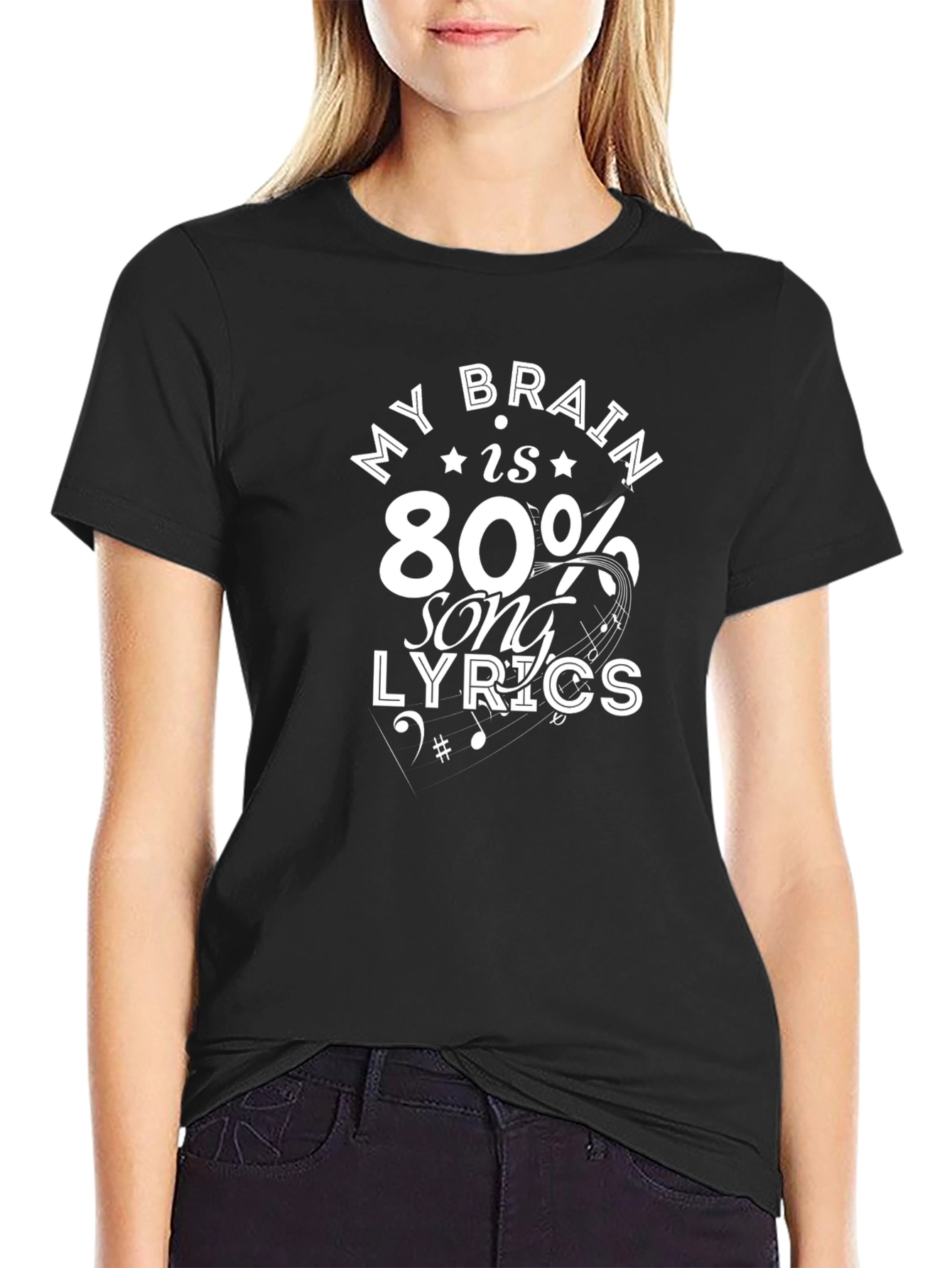 My Brain is 80% Song Lyrics Mens Black T-Shirt