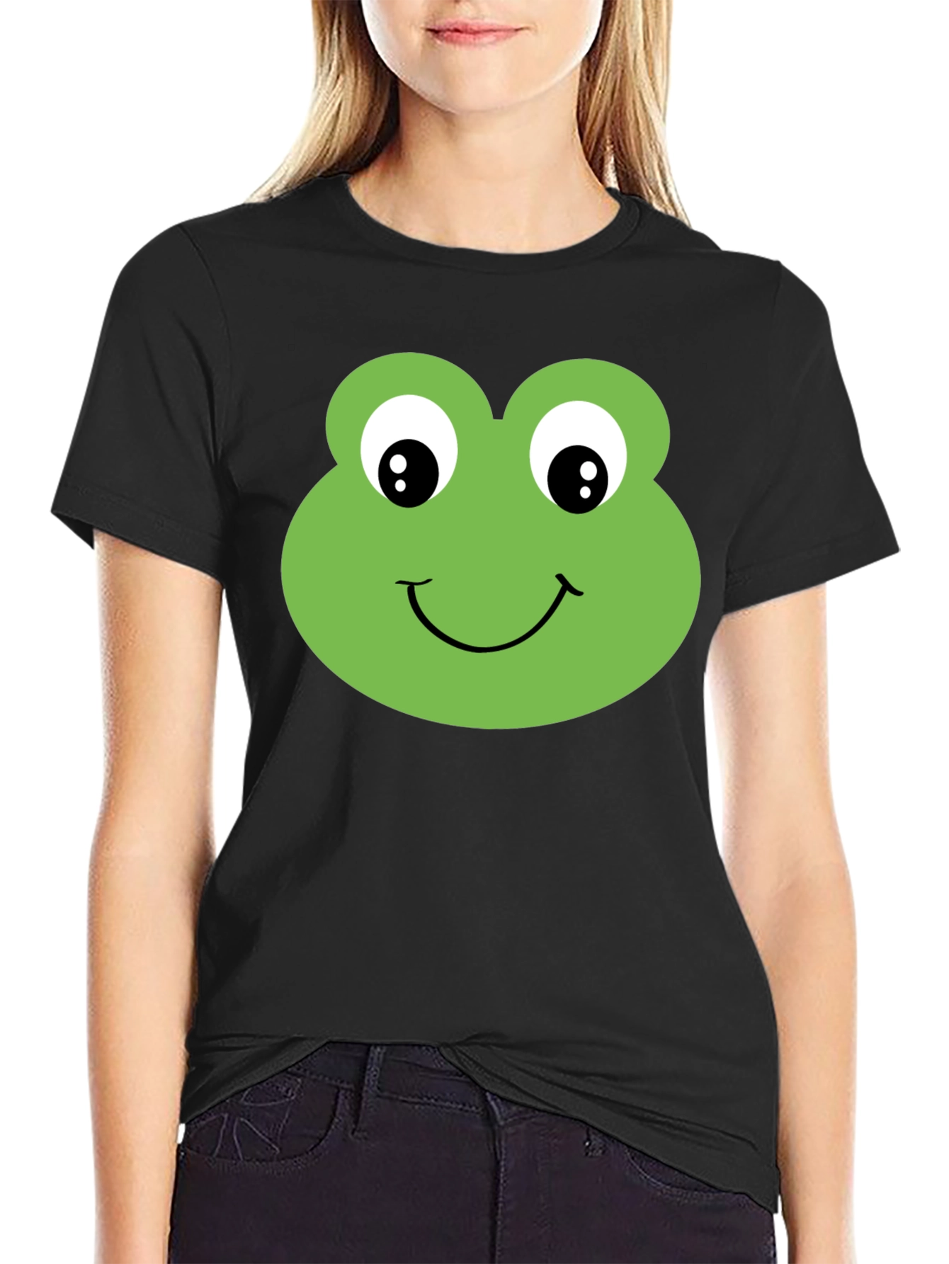 Frog Face Graphic T-Shirt - Black