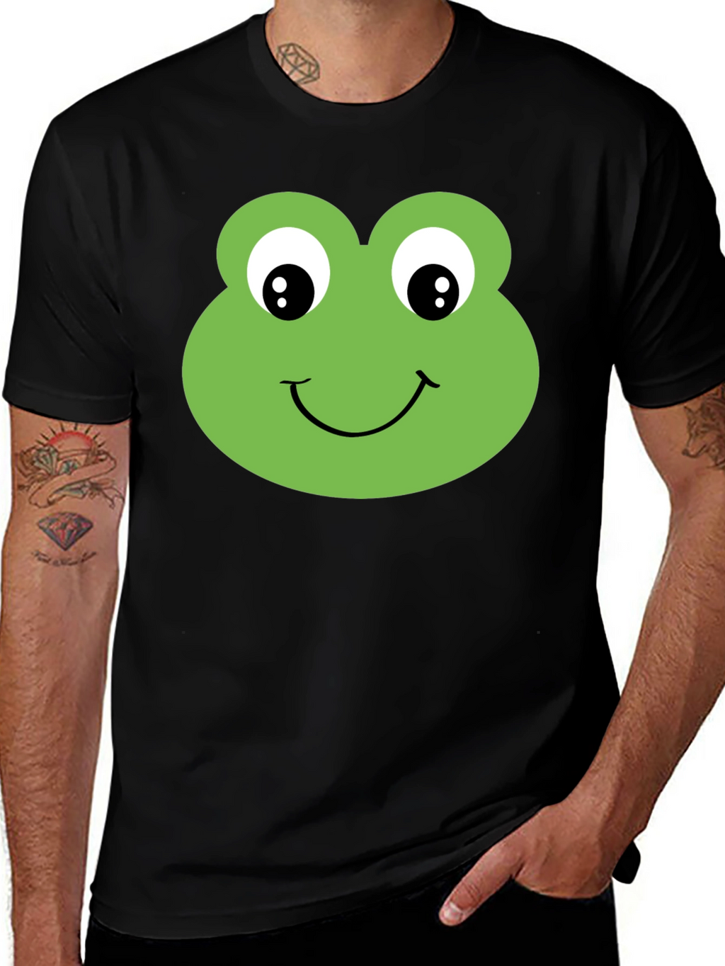 Frog Face Graphic T-Shirt - Black