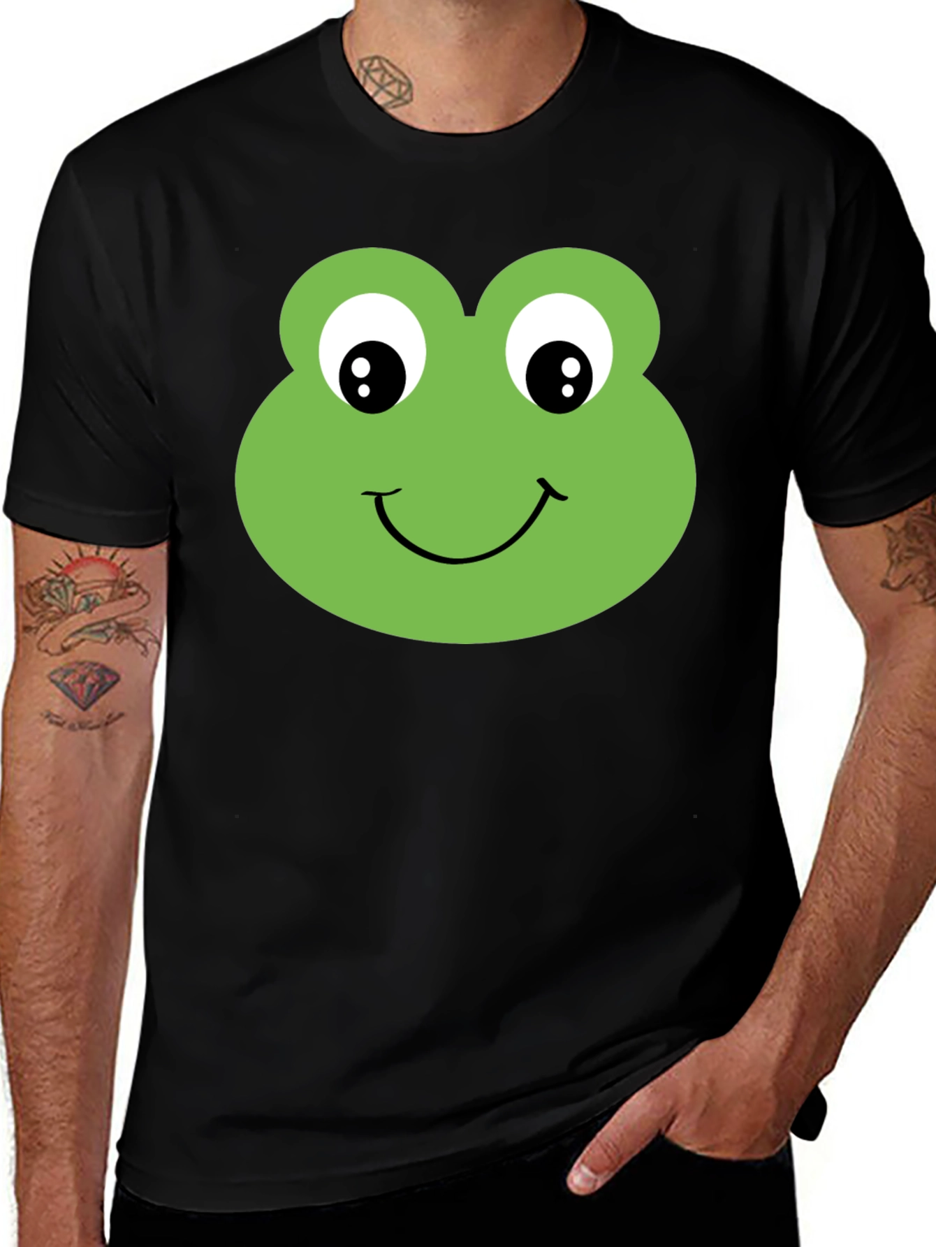 Frog Face Graphic T-Shirt - Black