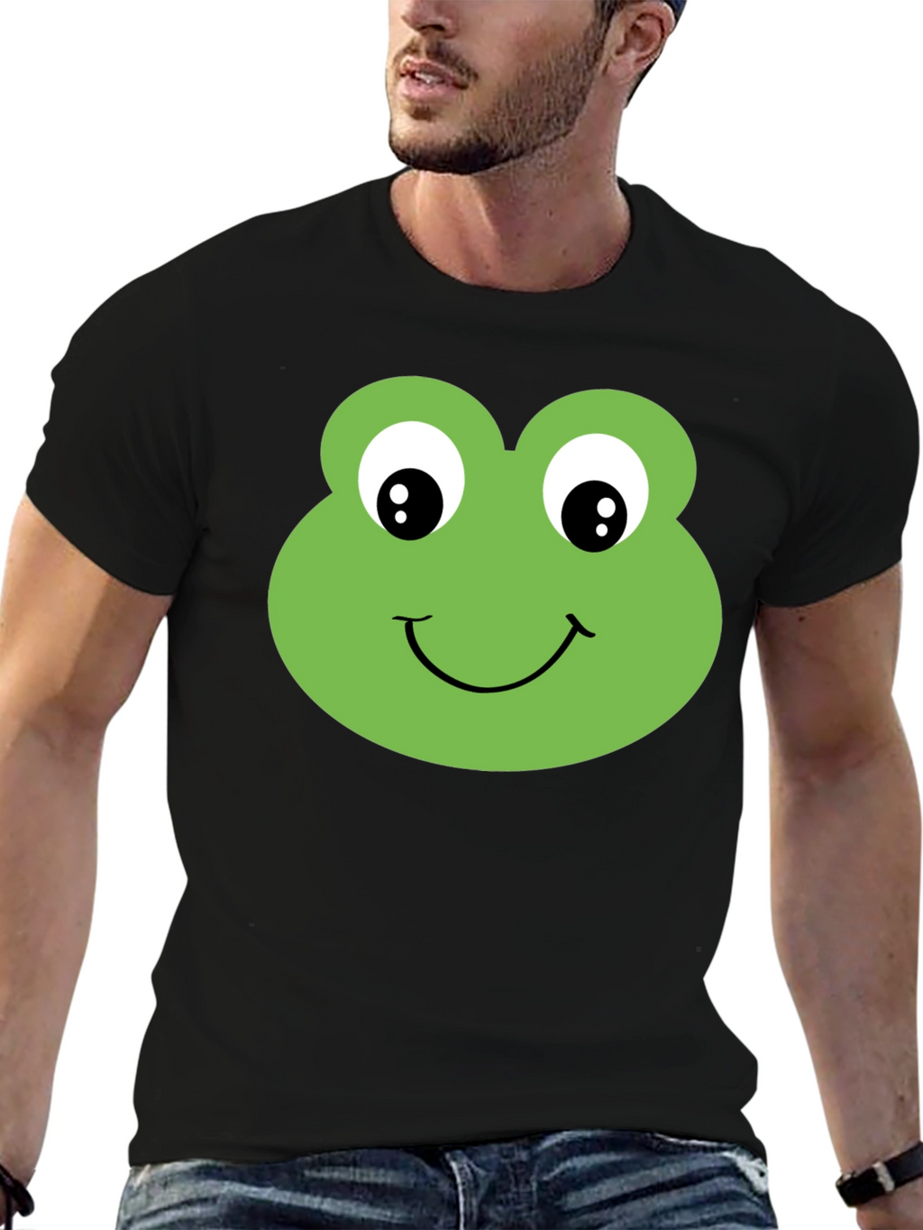 Frog Face Graphic T-Shirt - Black