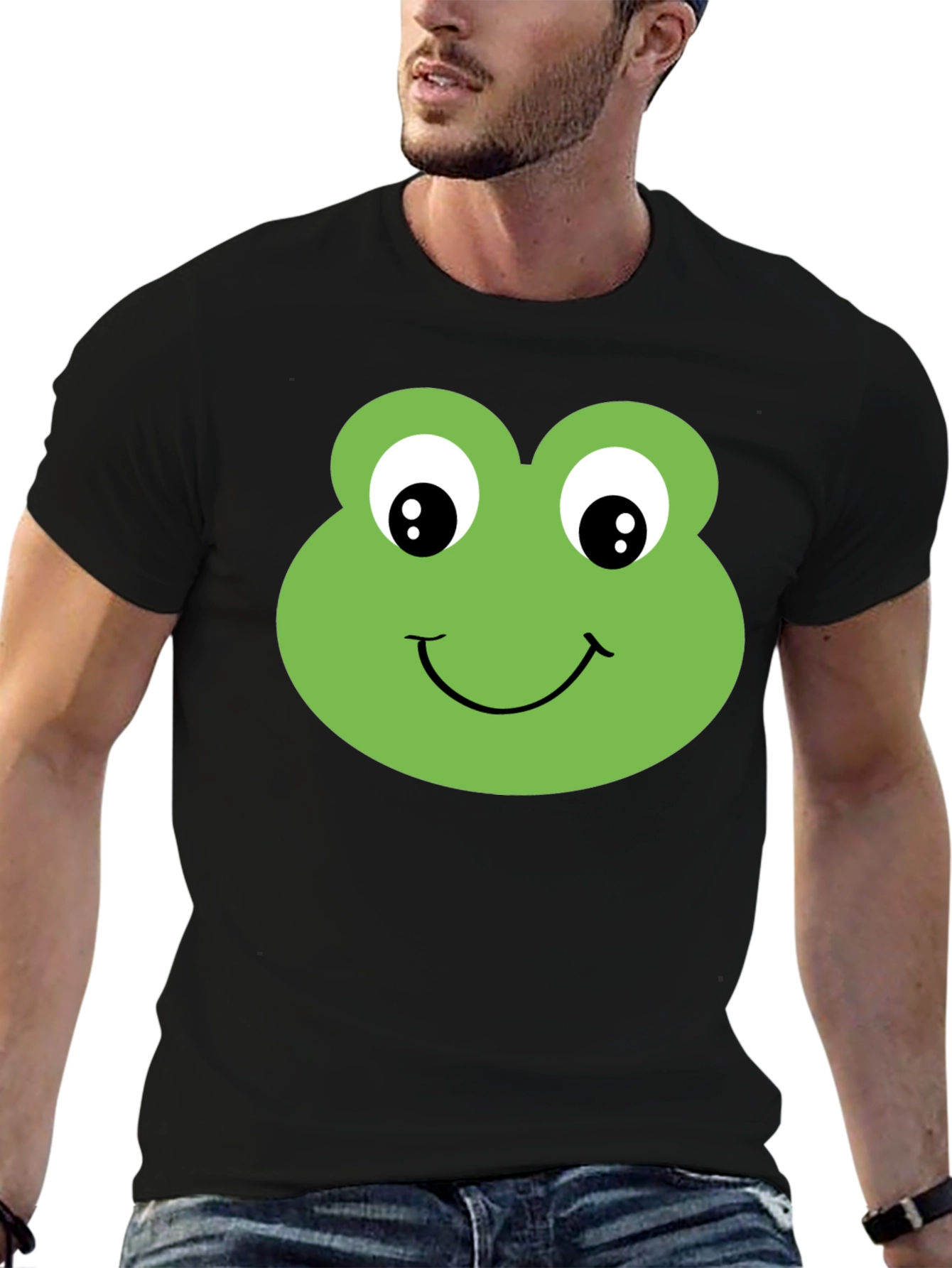 Frog Face Graphic T-Shirt - Black