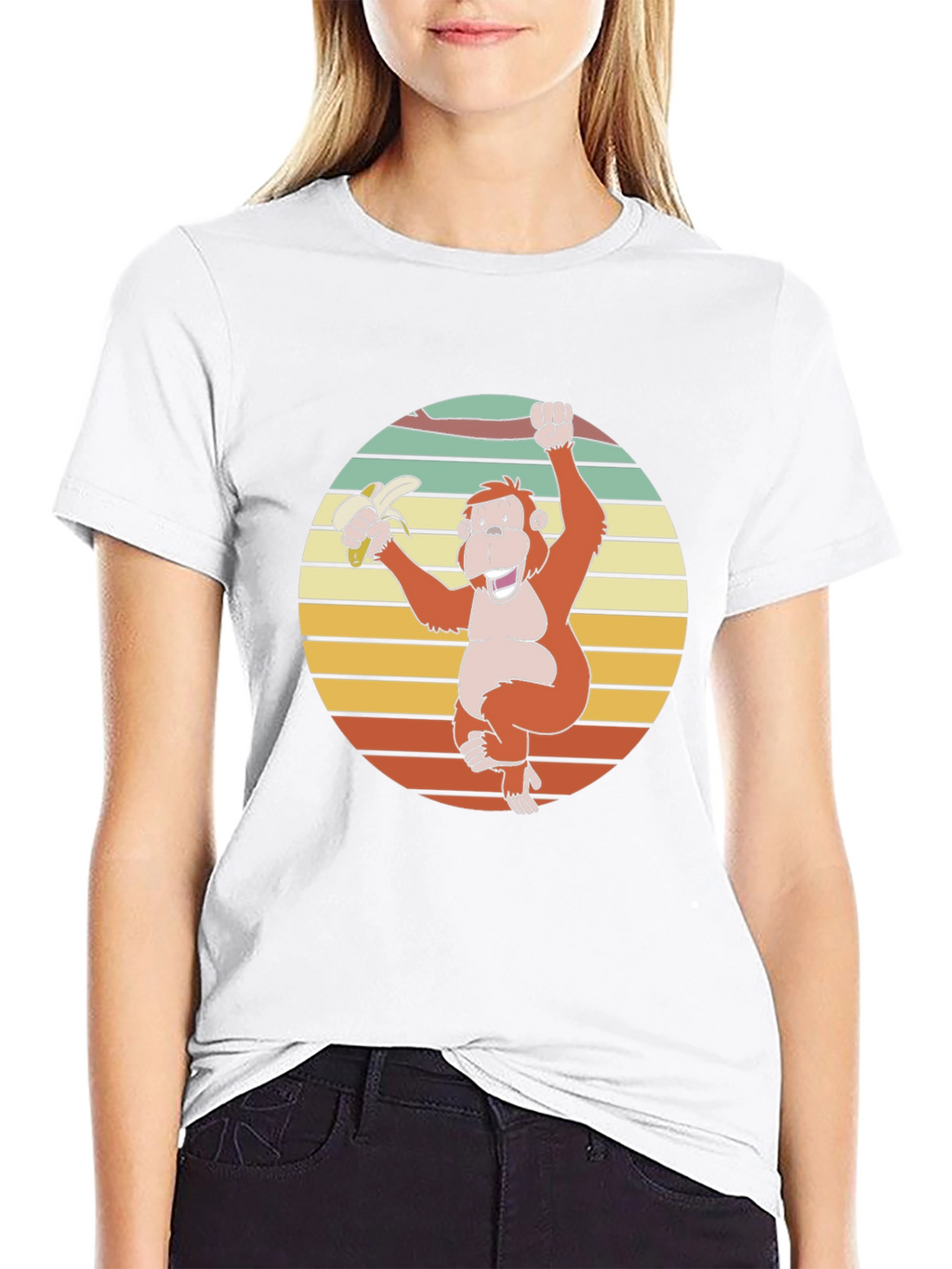 Retro Monkey Banana Graphic T-Shirt