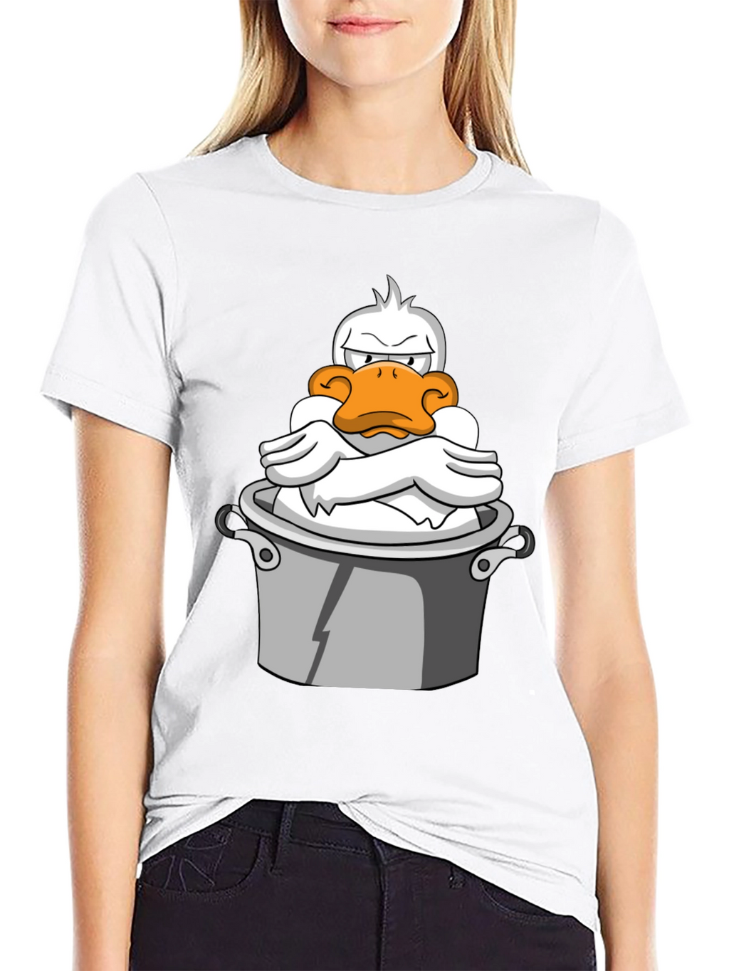 Grumpy Duck in a Pot Graphic T-Shirt