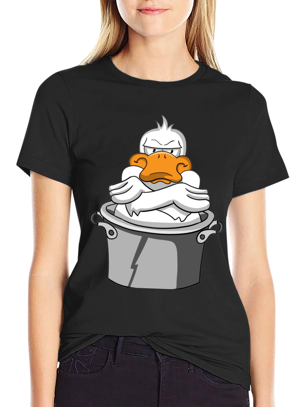 Grumpy Duck in a Pot Graphic T-Shirt