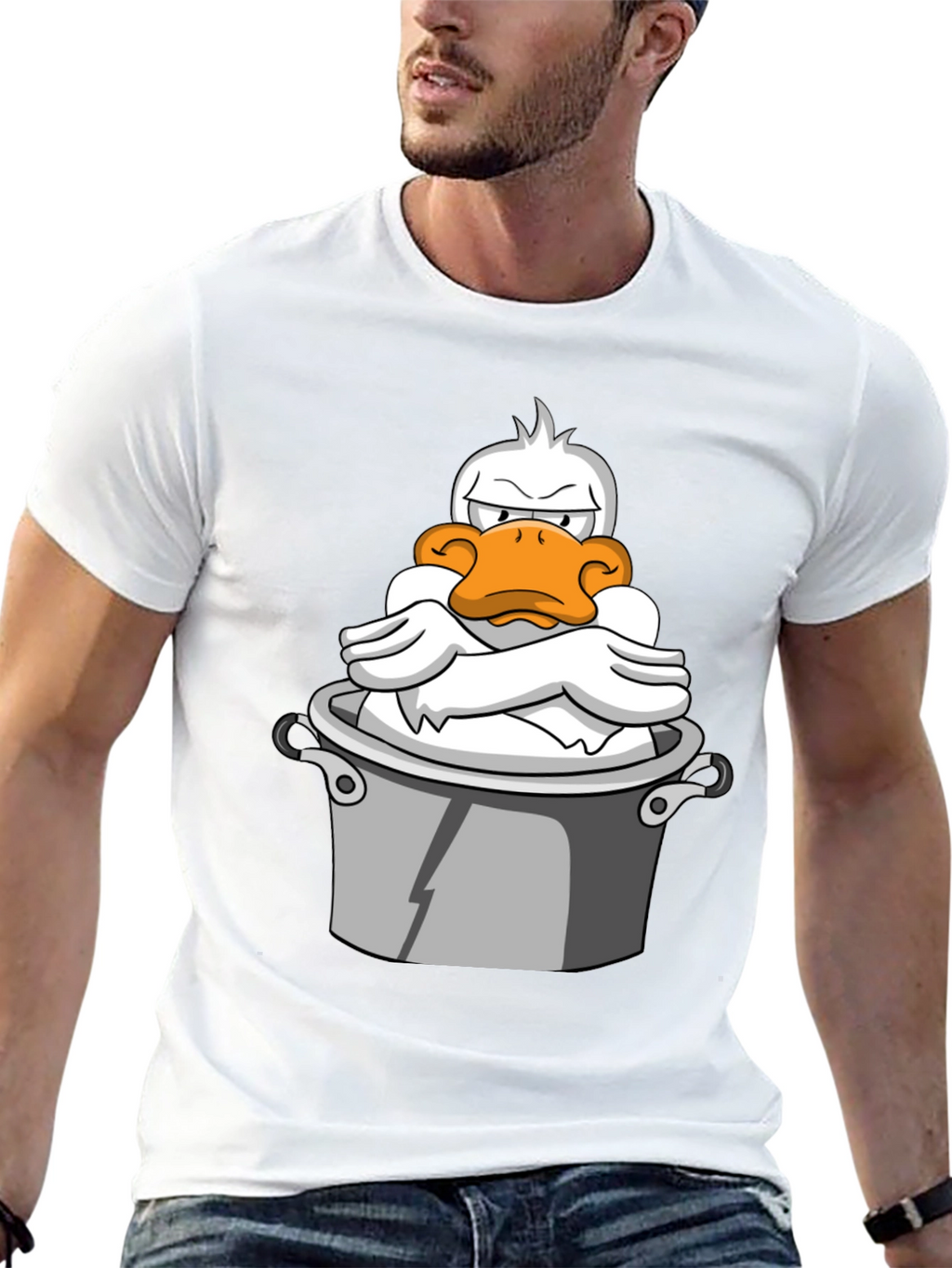 Grumpy Duck in a Pot Graphic T-Shirt