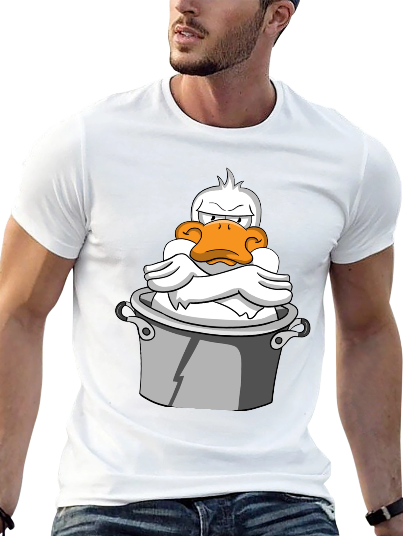 Grumpy Duck in a Pot Graphic T-Shirt