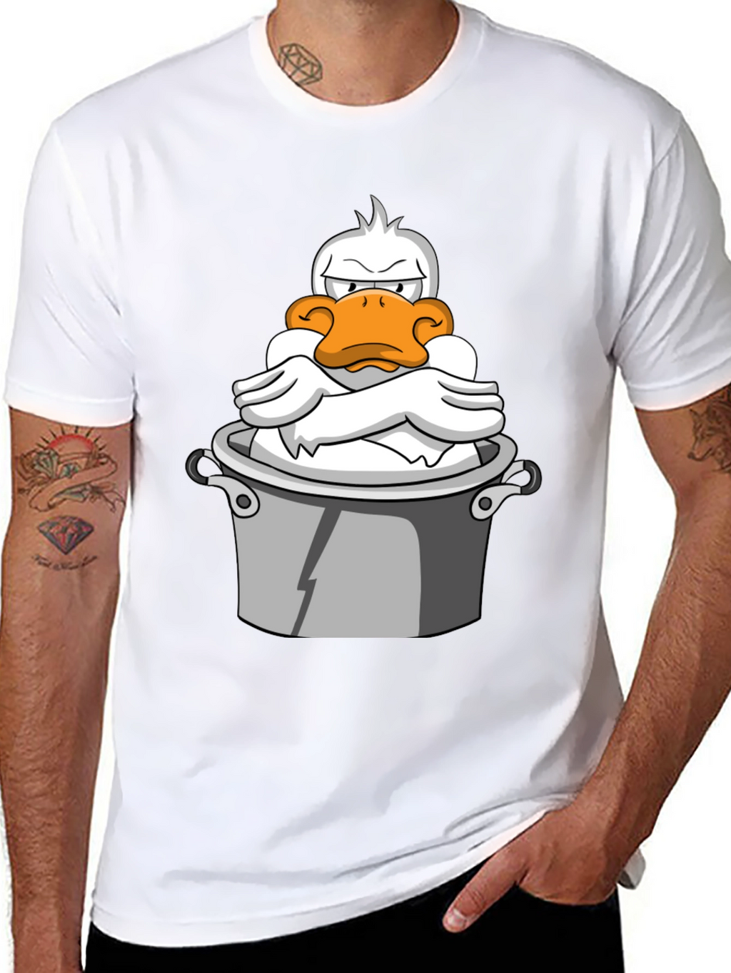 Grumpy Duck in a Pot Graphic T-Shirt