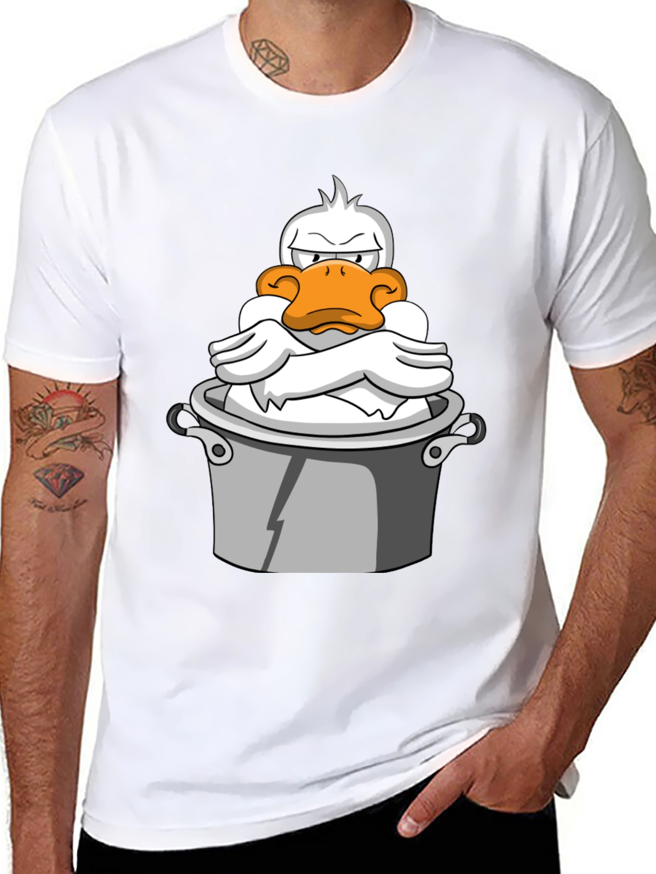 Grumpy Duck in a Pot Graphic T-Shirt