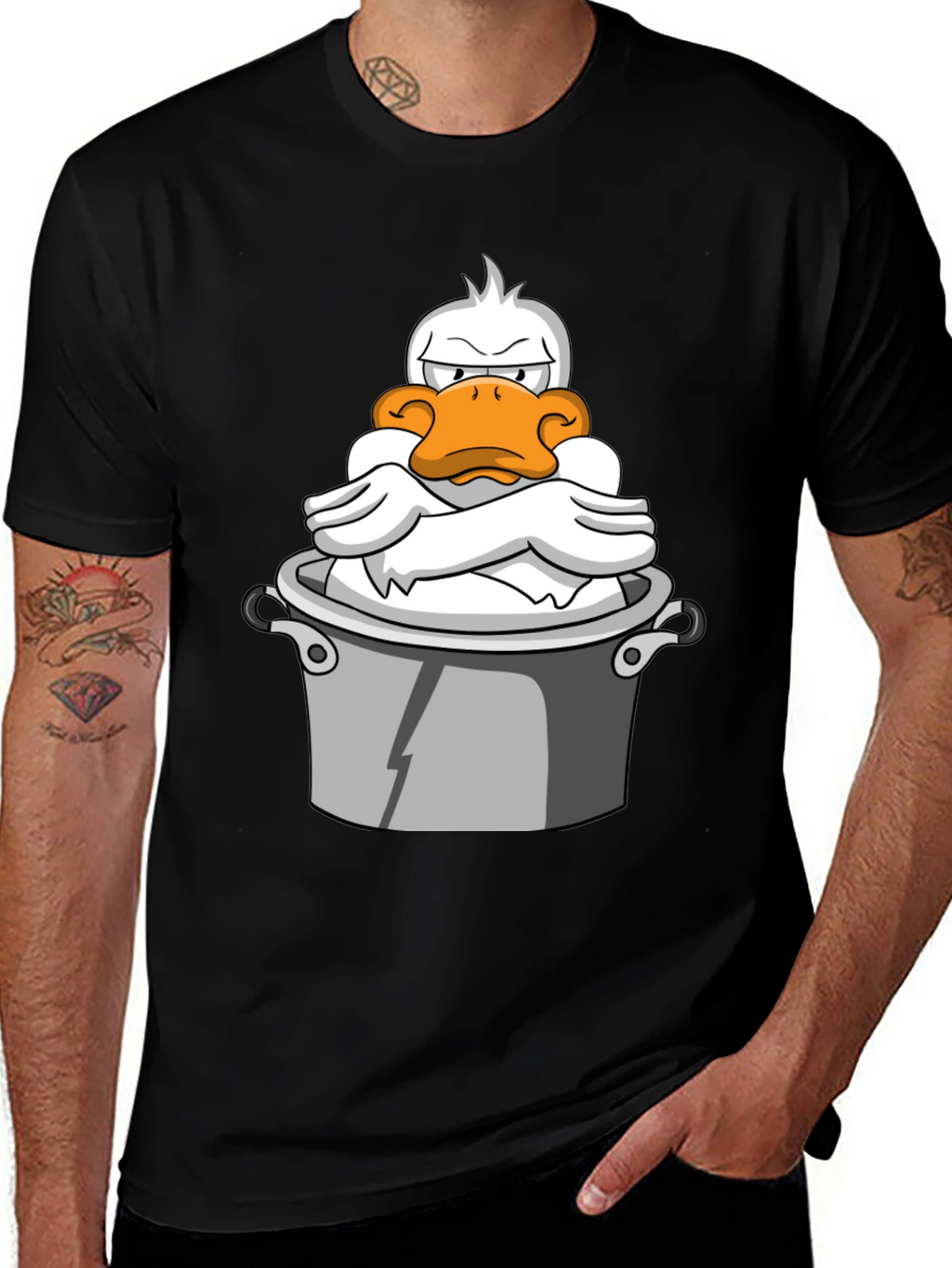 Grumpy Duck in a Pot Graphic T-Shirt