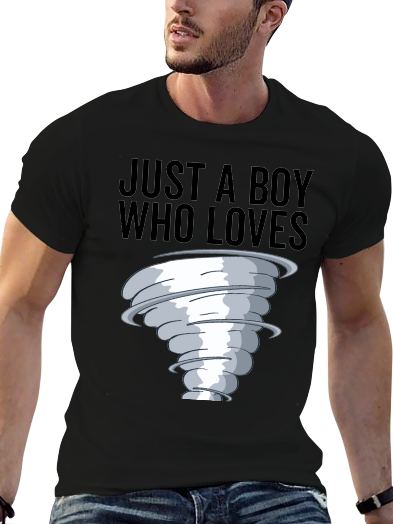 Boy Who Loves Tornado T-Shirt Black Cotton Tee