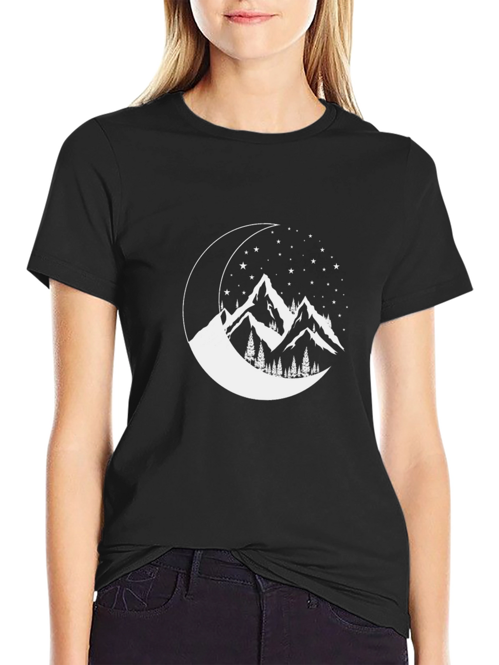 Mountain Moon Mens Graphic T-Shirt - Black