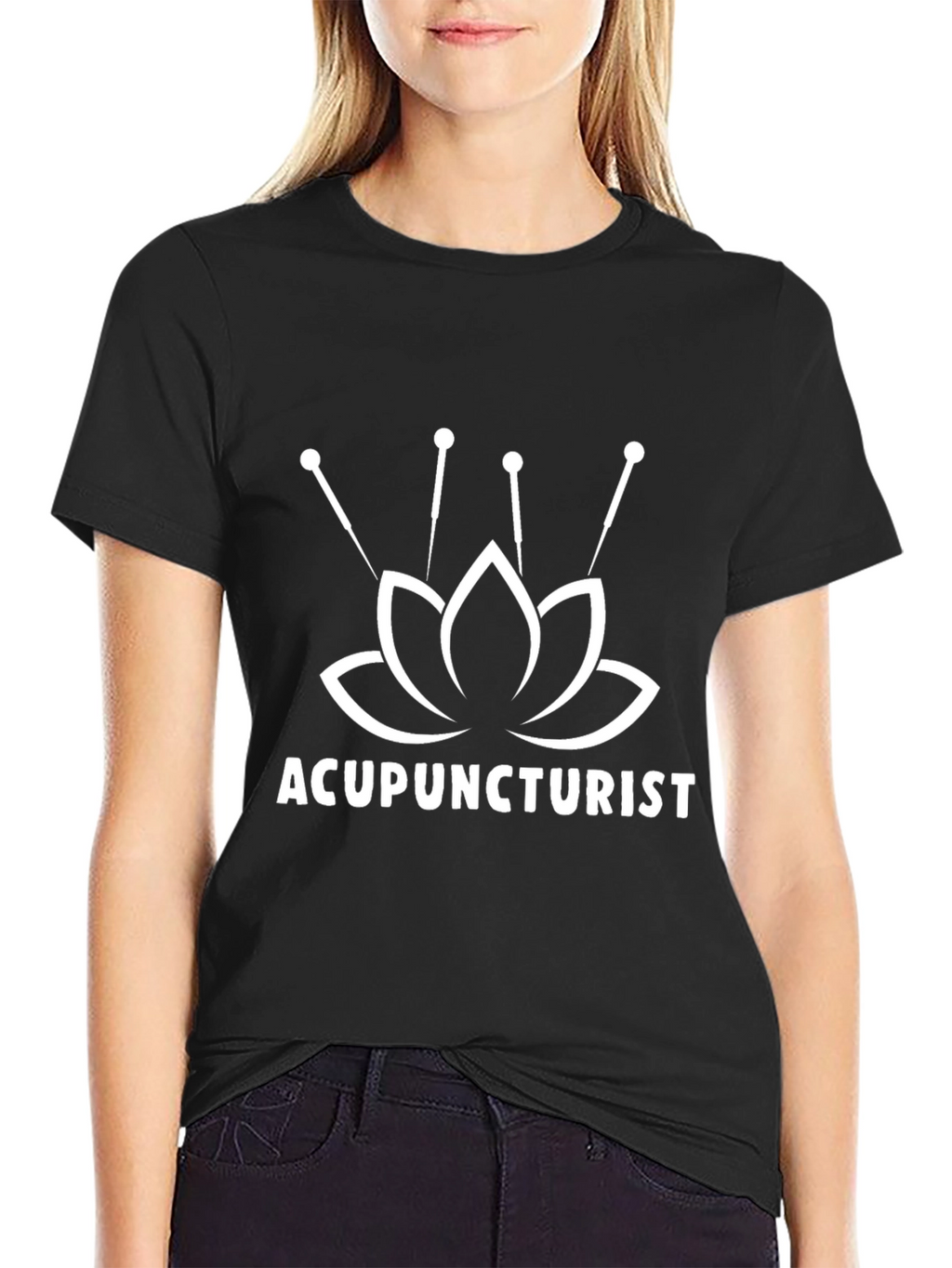 Acupuncturist Lotus Flower Black T-Shirt