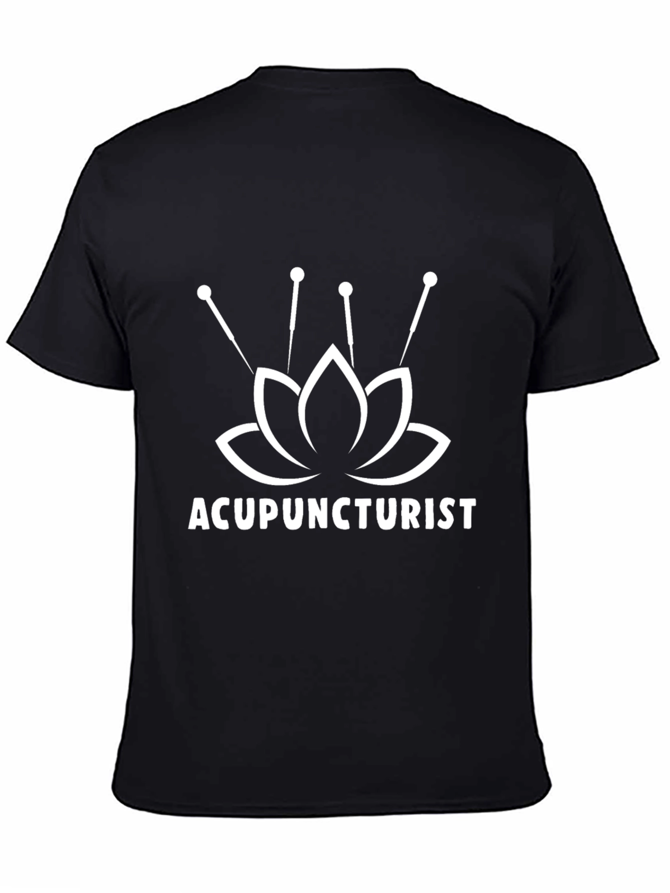 Acupuncturist Lotus Flower Black T-Shirt