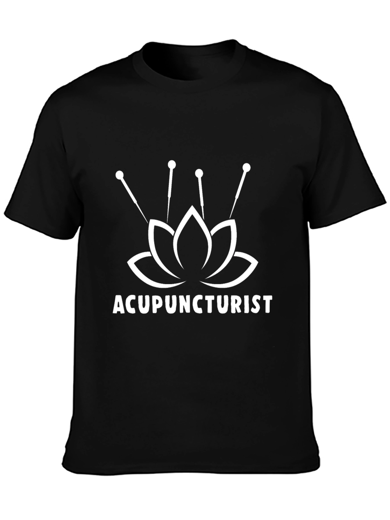 Acupuncturist Lotus Flower Black T-Shirt