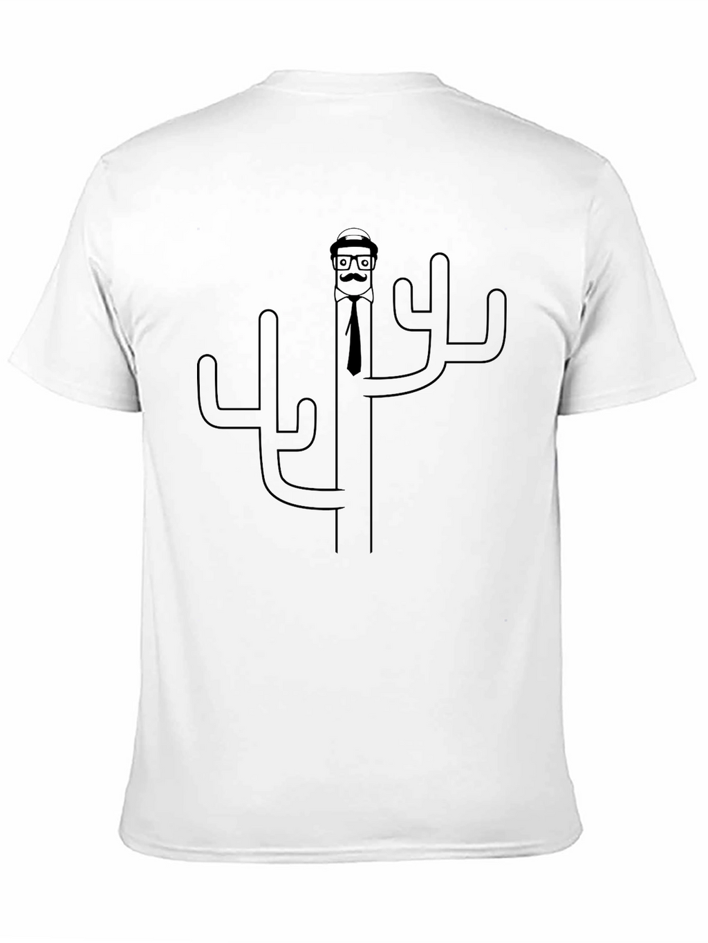 Novelty Cactus Man Graphic T-Shirt - Black
