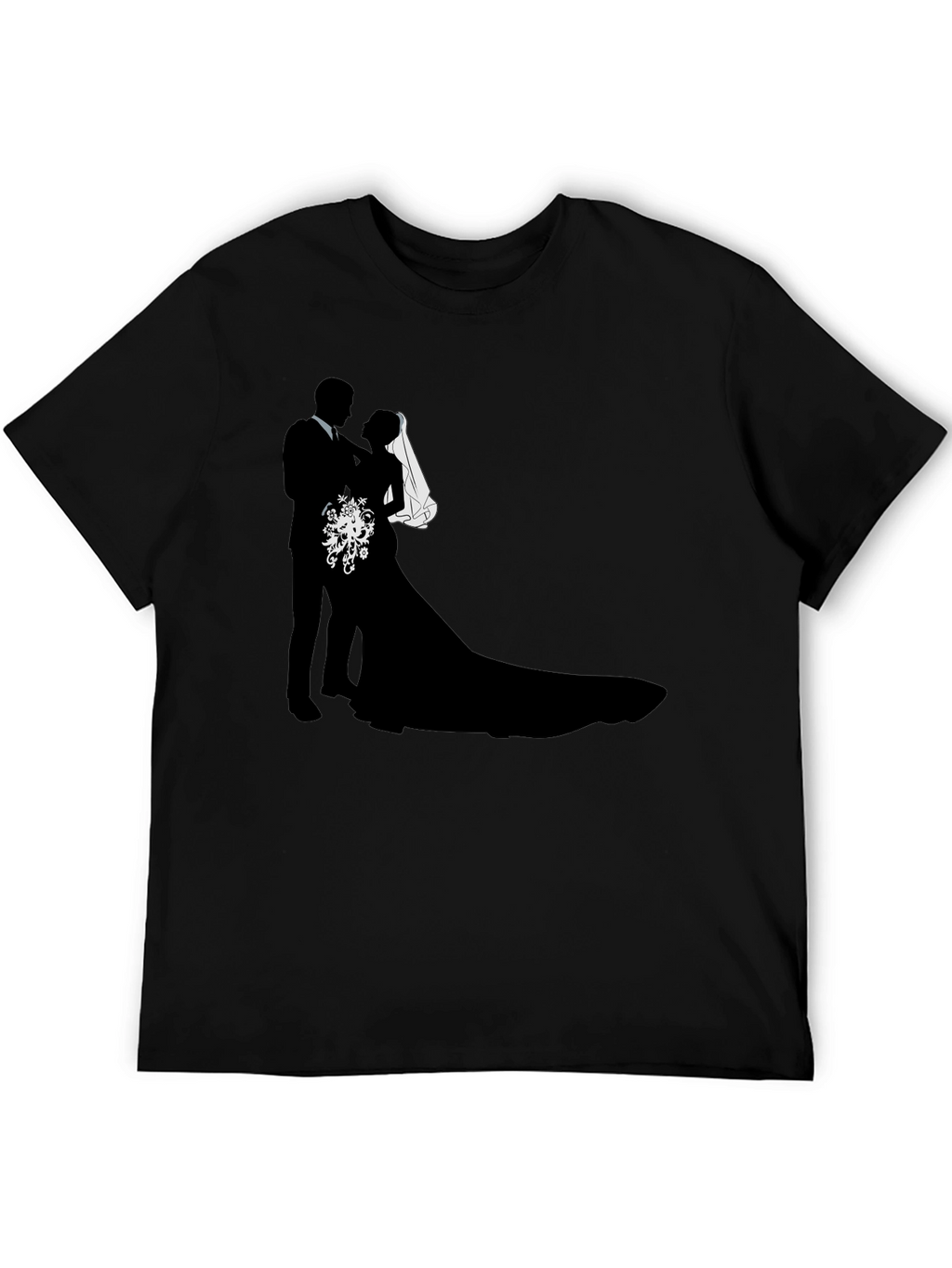 Wedding Couple Silhouette Graphic Tee - Black
