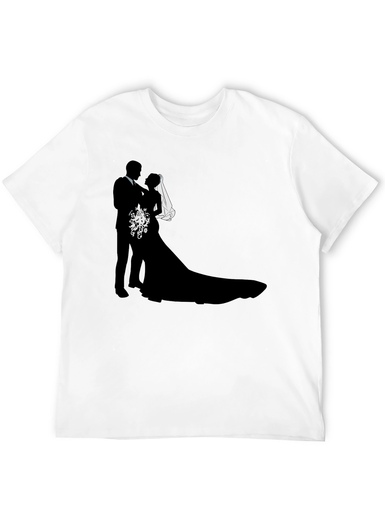 Wedding Couple Silhouette Graphic Tee - Black