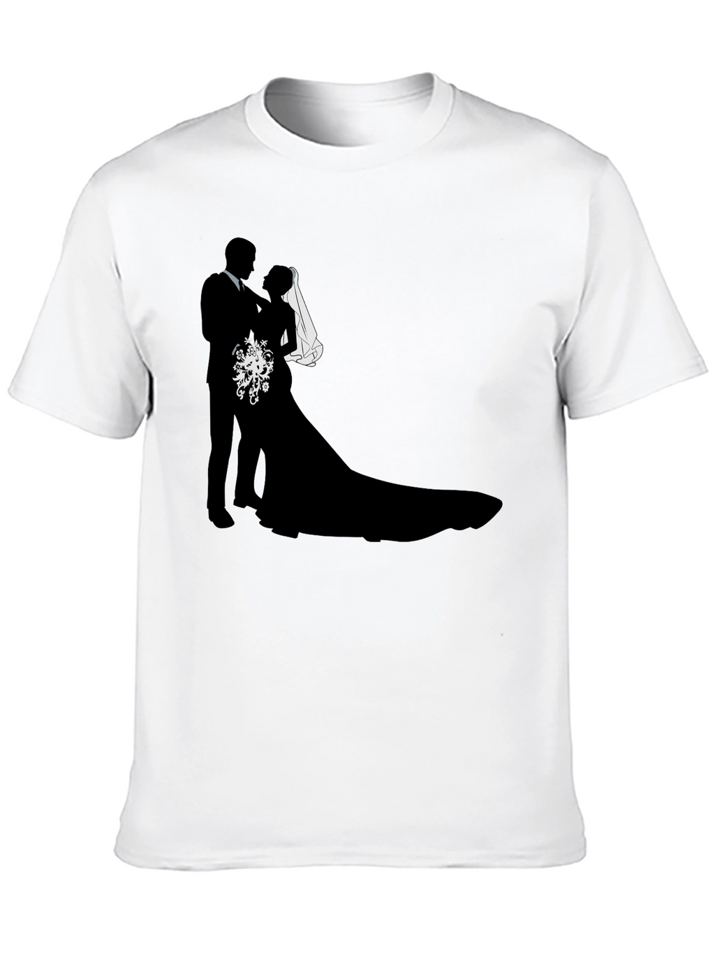 Wedding Couple Silhouette Graphic Tee - Black