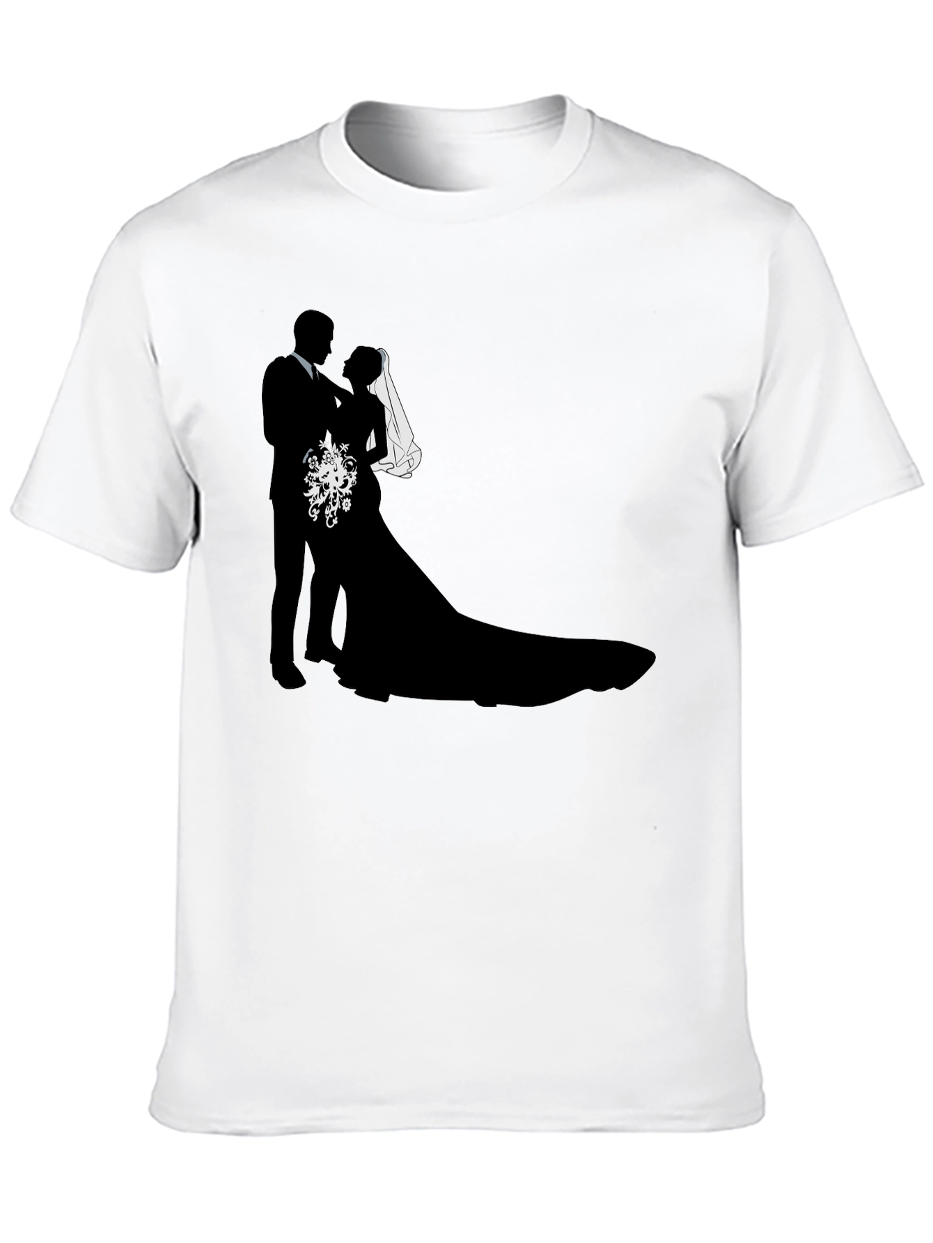 Wedding Couple Silhouette Graphic Tee - Black
