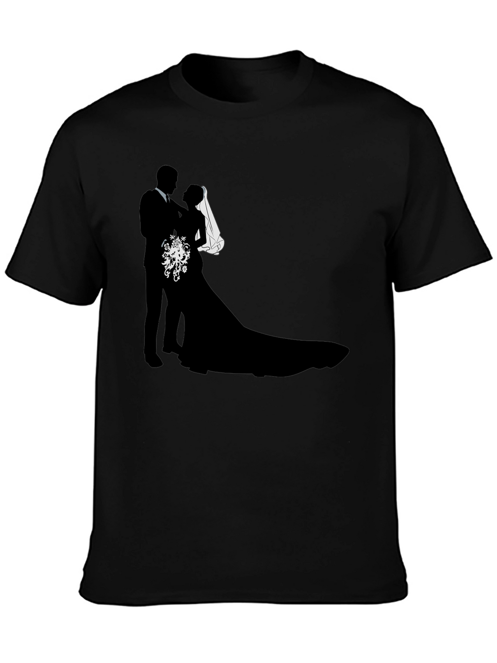 Wedding Couple Silhouette Graphic Tee - Black