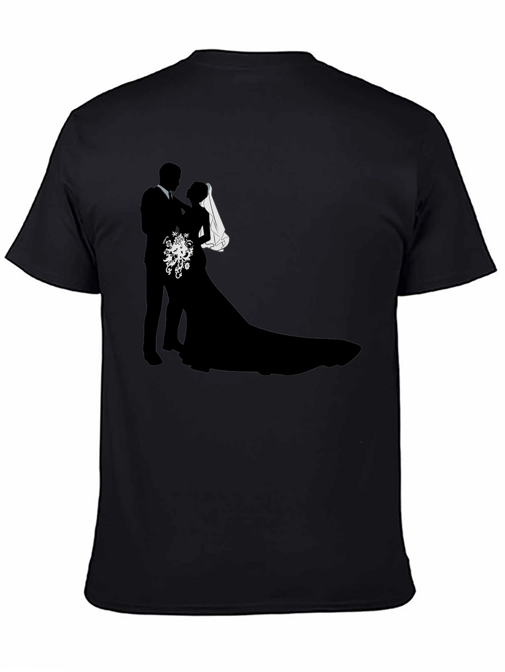 Wedding Couple Silhouette Graphic Tee - Black
