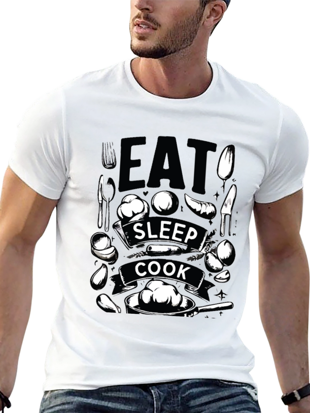 Eat Sleep Cook T-Shirt - Foodie Gift