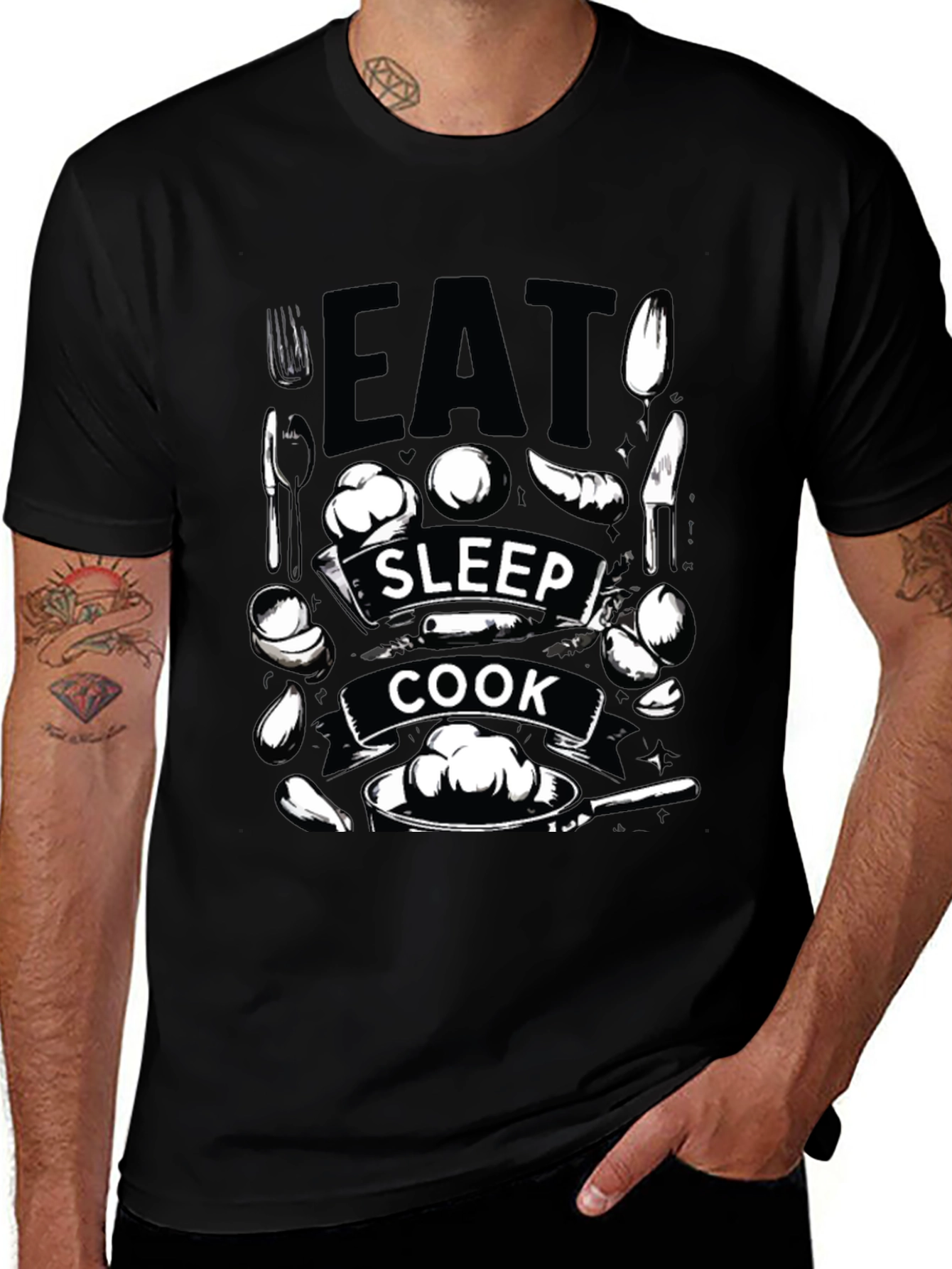 Eat Sleep Cook T-Shirt - Foodie Gift