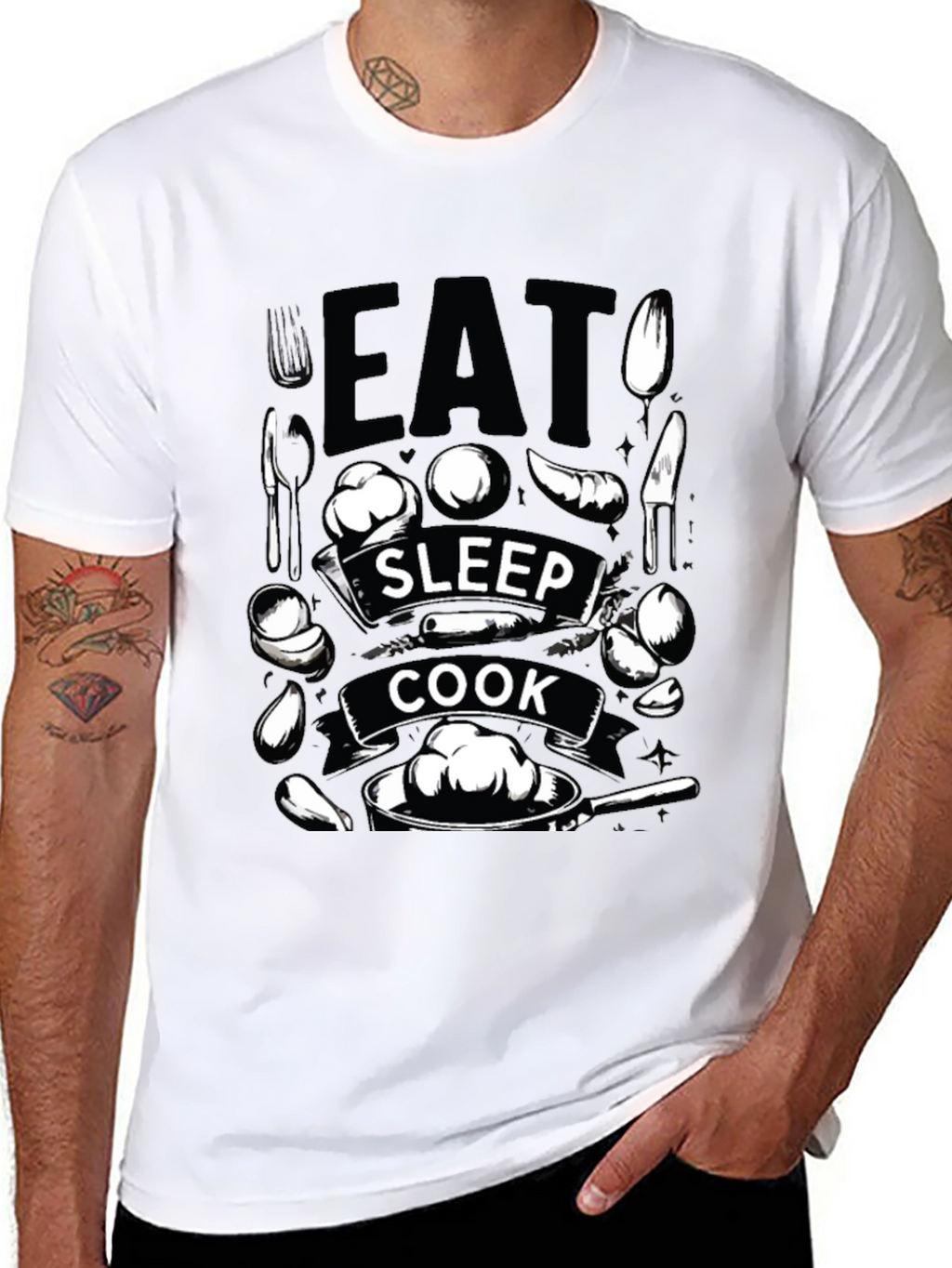 Eat Sleep Cook T-Shirt - Foodie Gift