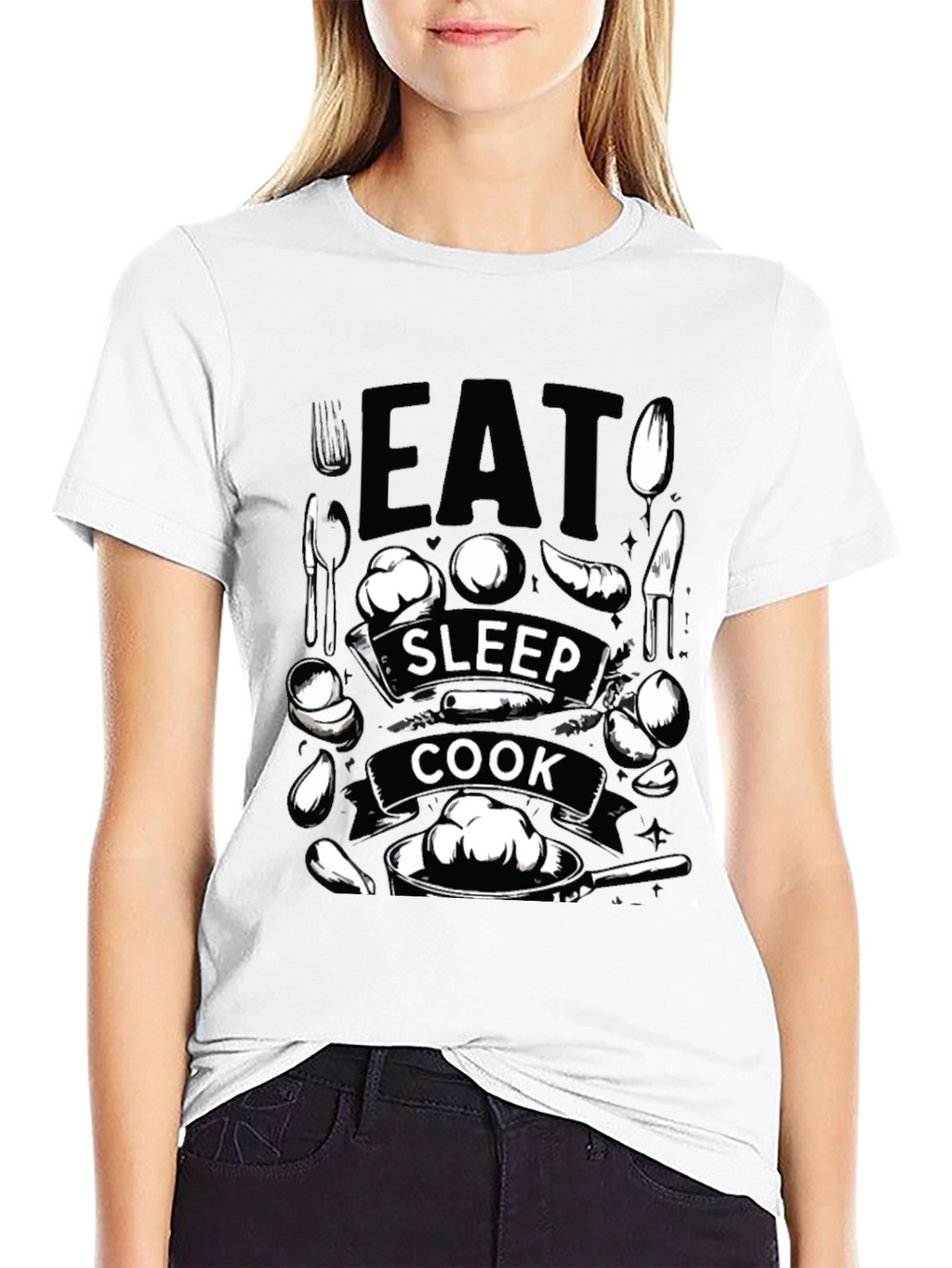 Eat Sleep Cook T-Shirt - Foodie Gift