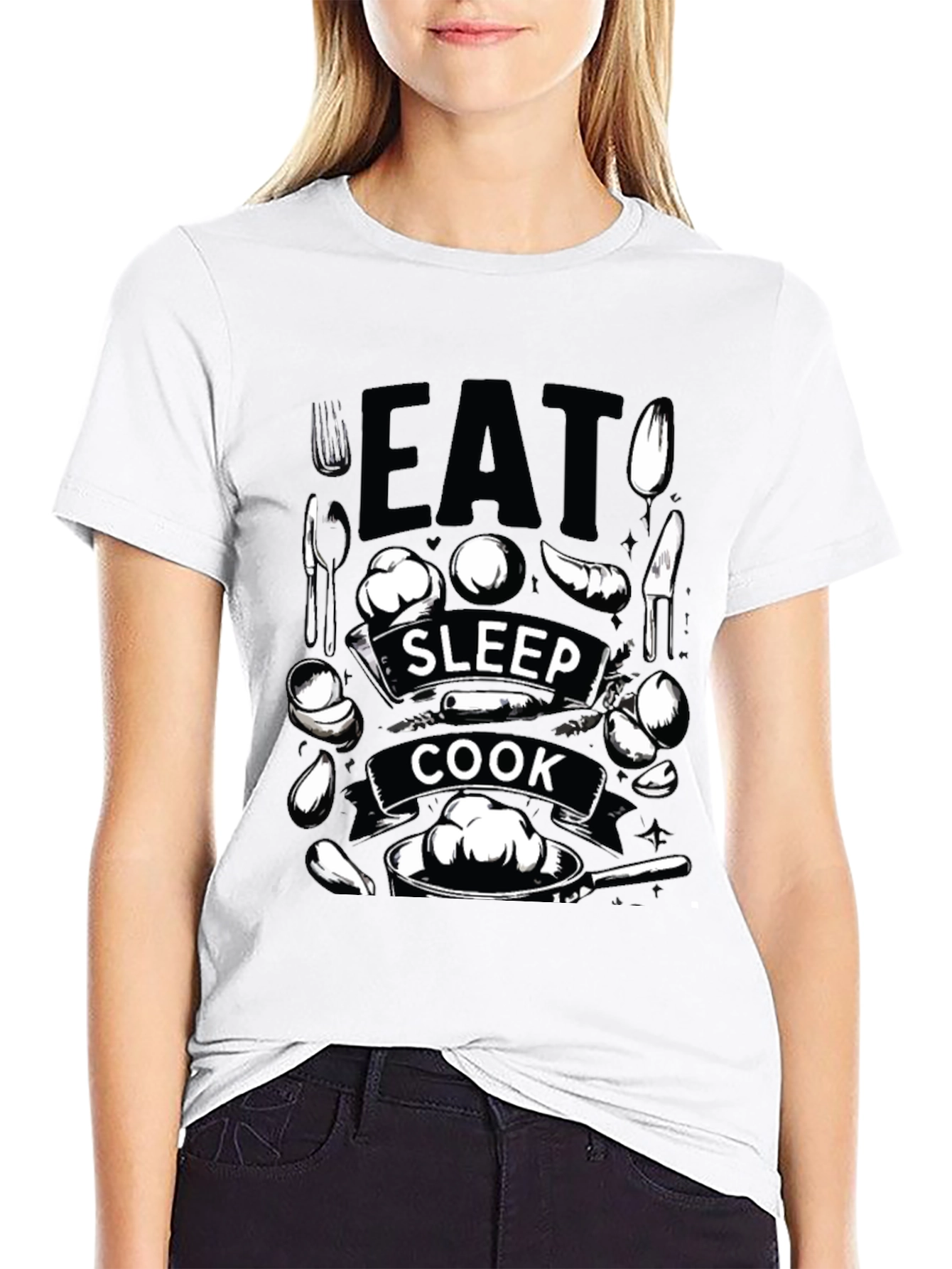 Eat Sleep Cook T-Shirt - Foodie Gift