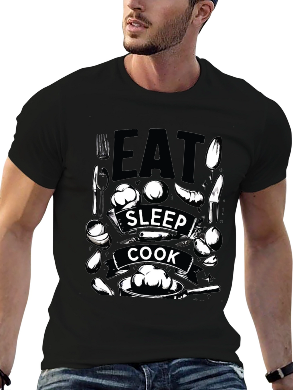 Eat Sleep Cook T-Shirt - Foodie Gift