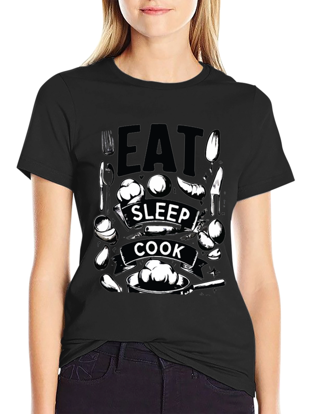 Eat Sleep Cook T-Shirt - Foodie Gift