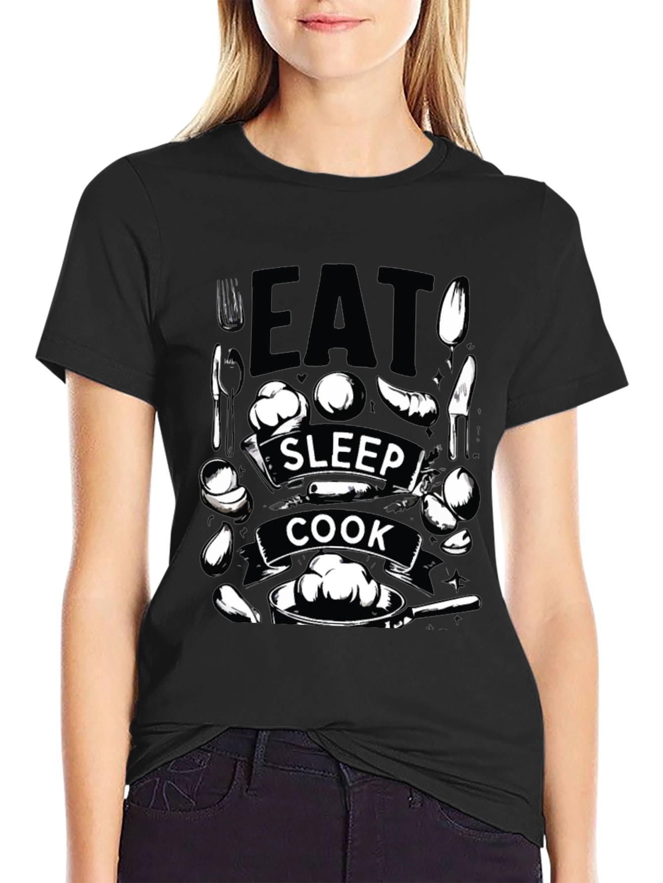 Eat Sleep Cook T-Shirt - Foodie Gift