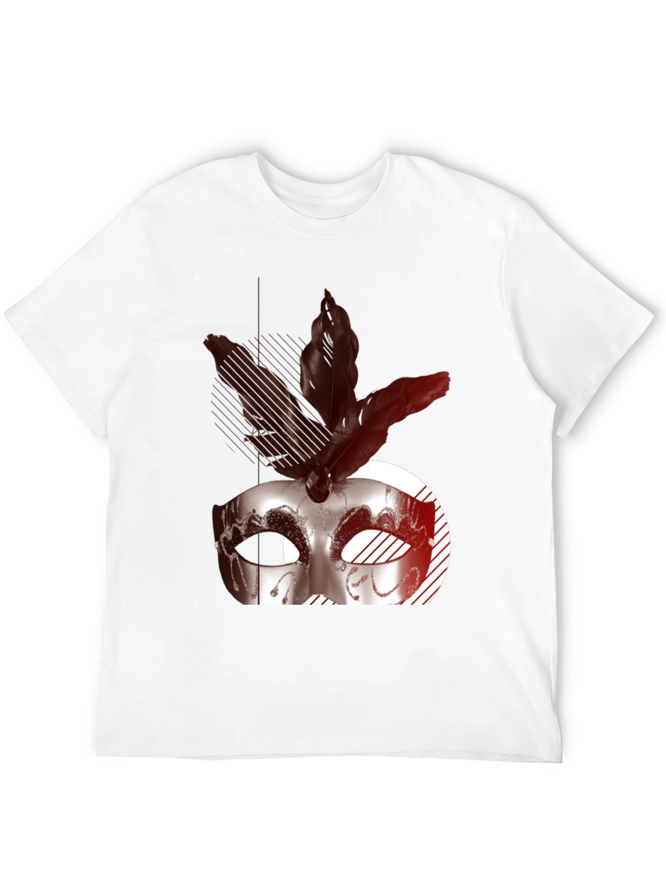 Masquerade Feather Graphic Black T-Shirt