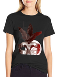 Masquerade Feather Graphic Black T-Shirt