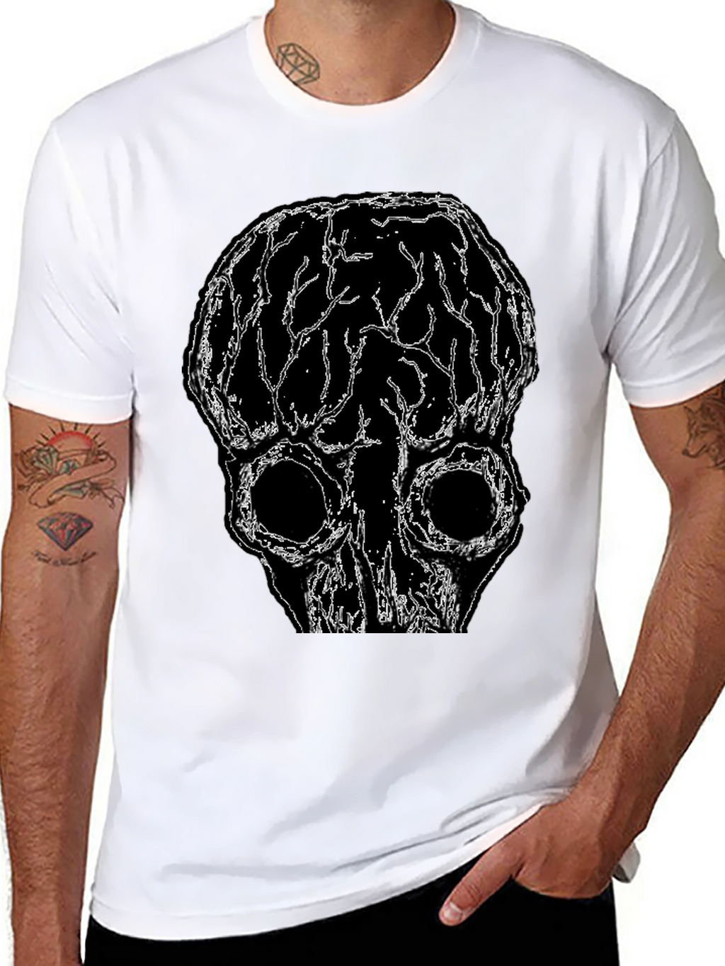 Brain Skull Graphic Tee - Black Unisex T-Shirt