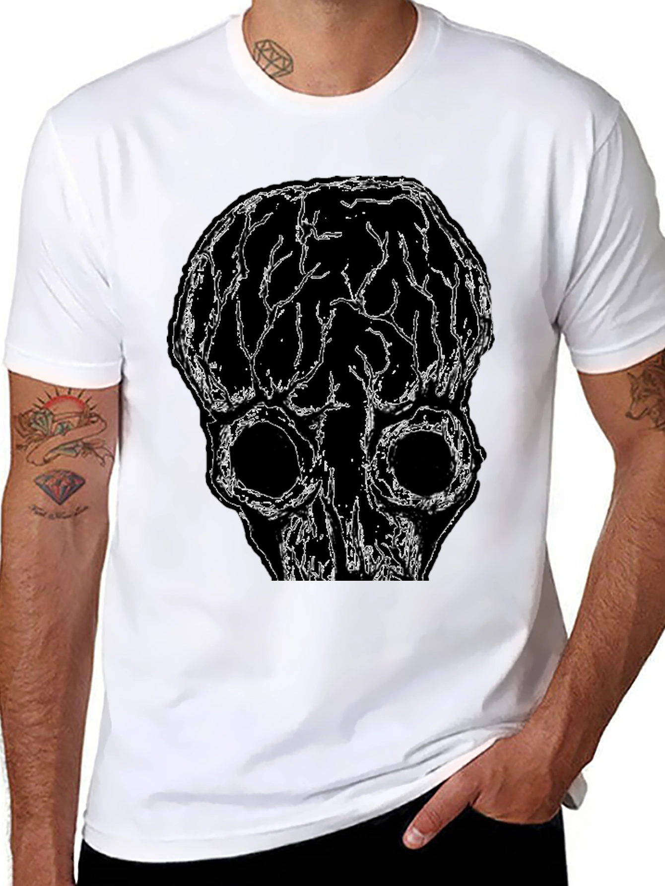 Brain Skull Graphic Tee - Black Unisex T-Shirt