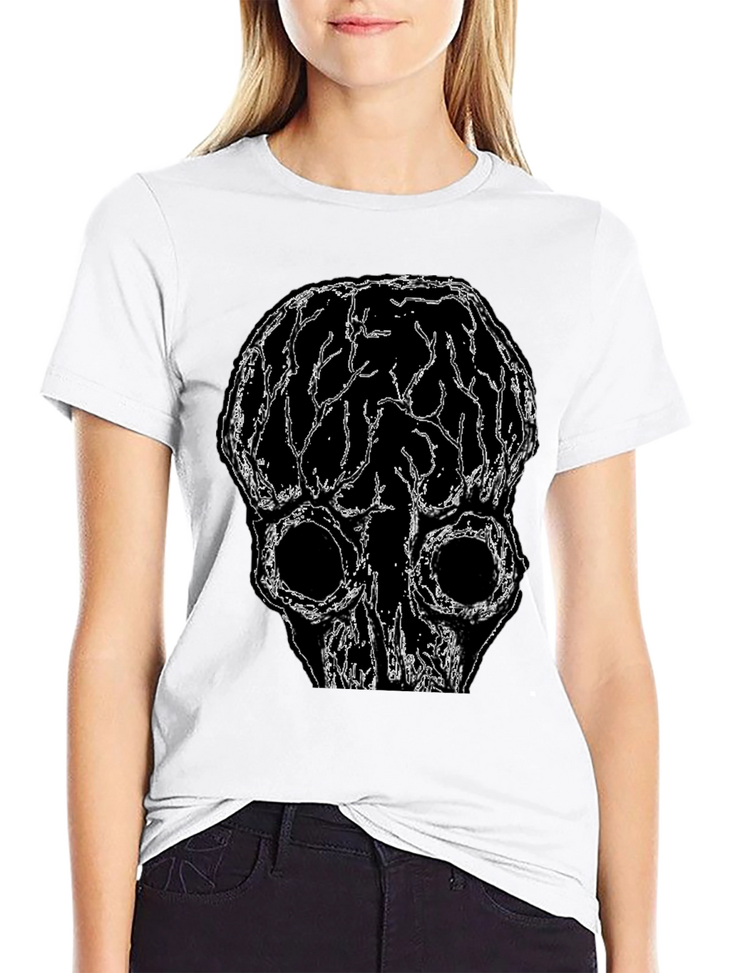 Brain Skull Graphic Tee - Black Unisex T-Shirt