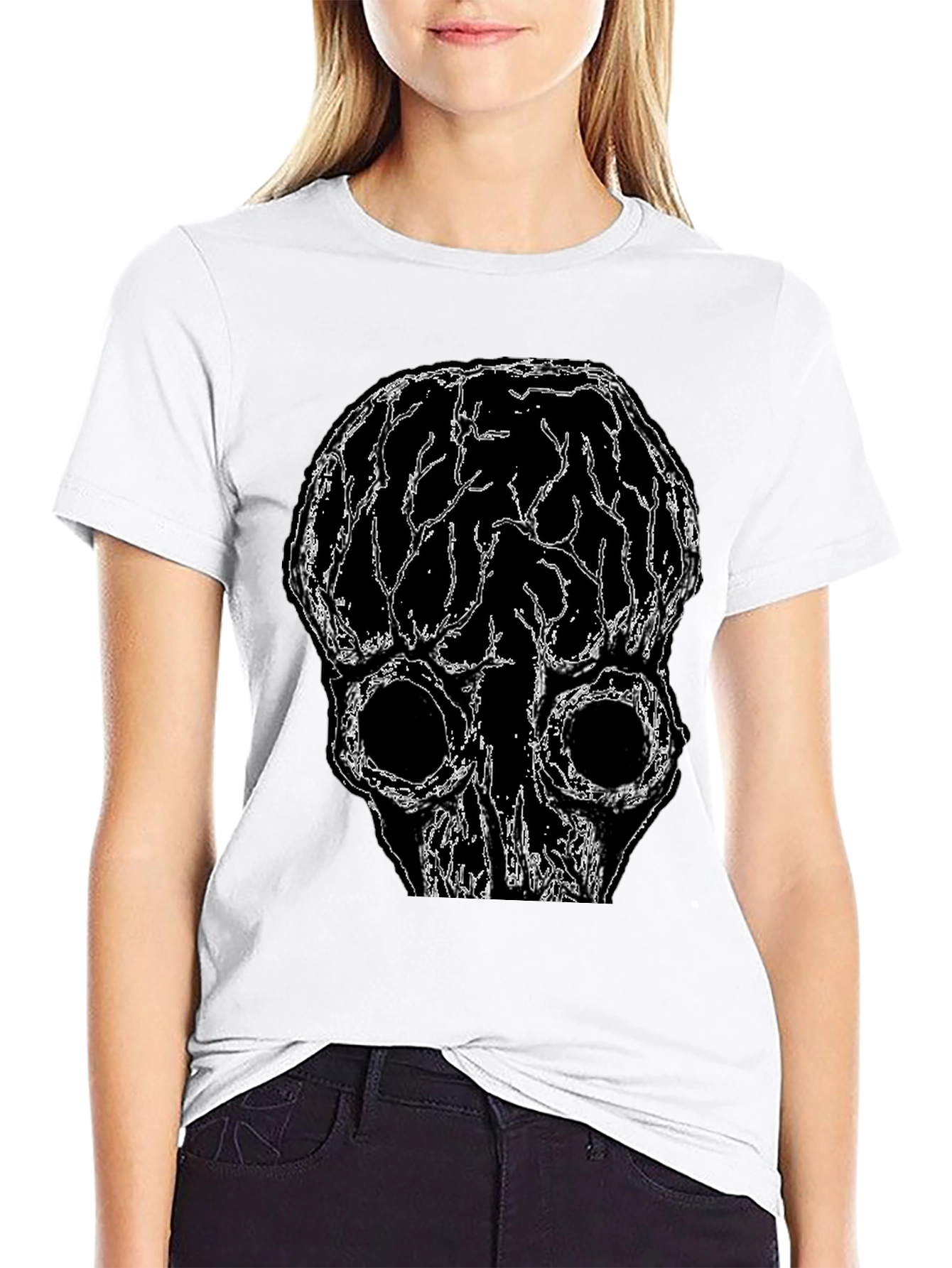Brain Skull Graphic Tee - Black Unisex T-Shirt