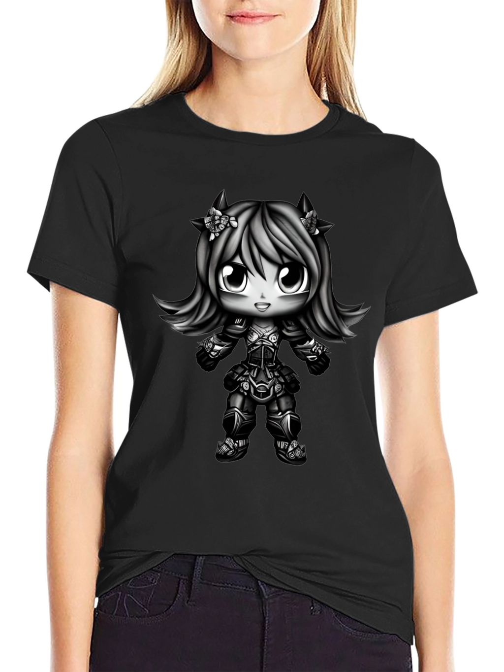 Anime Girl Graphic Black T-Shirt