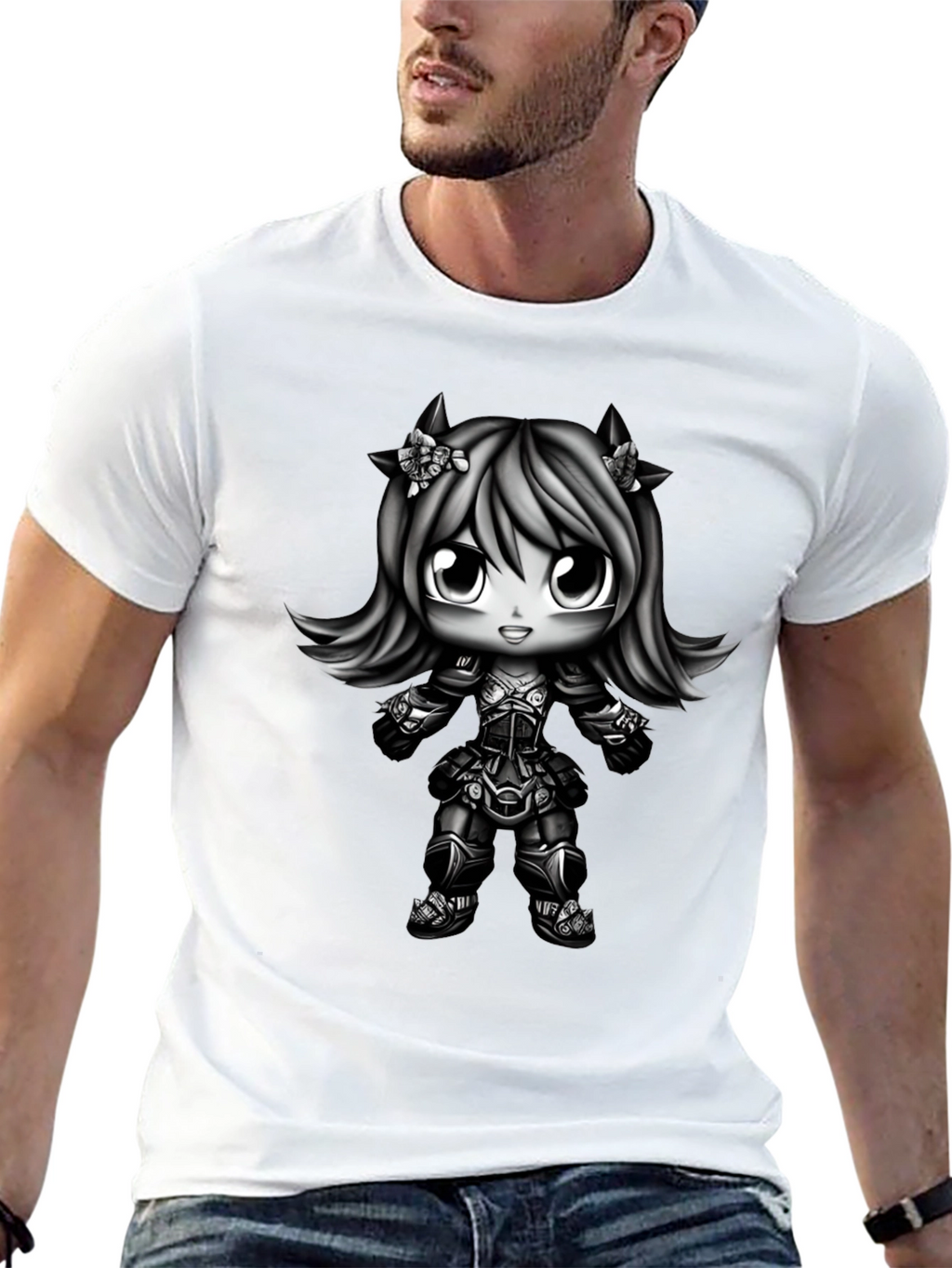 Anime Girl Graphic Black T-Shirt