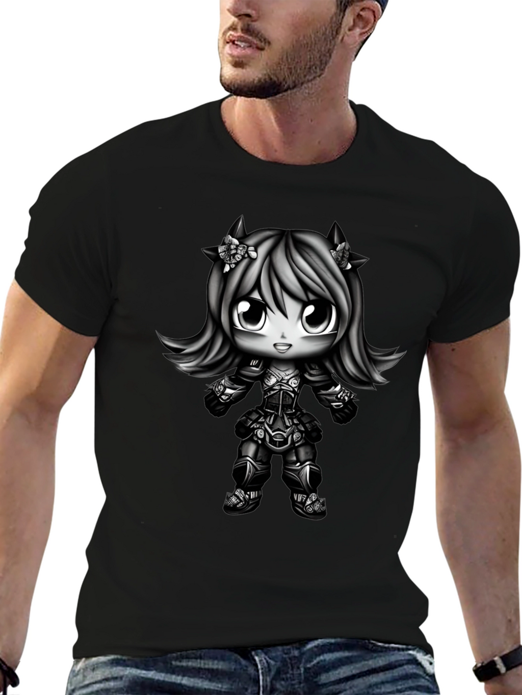 Anime Girl Graphic Black T-Shirt