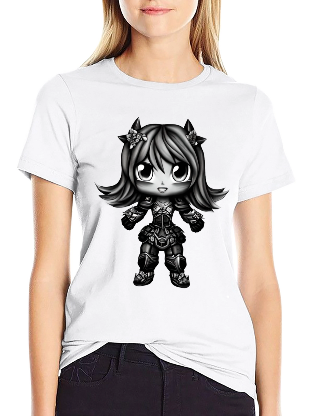 Anime Girl Graphic Black T-Shirt