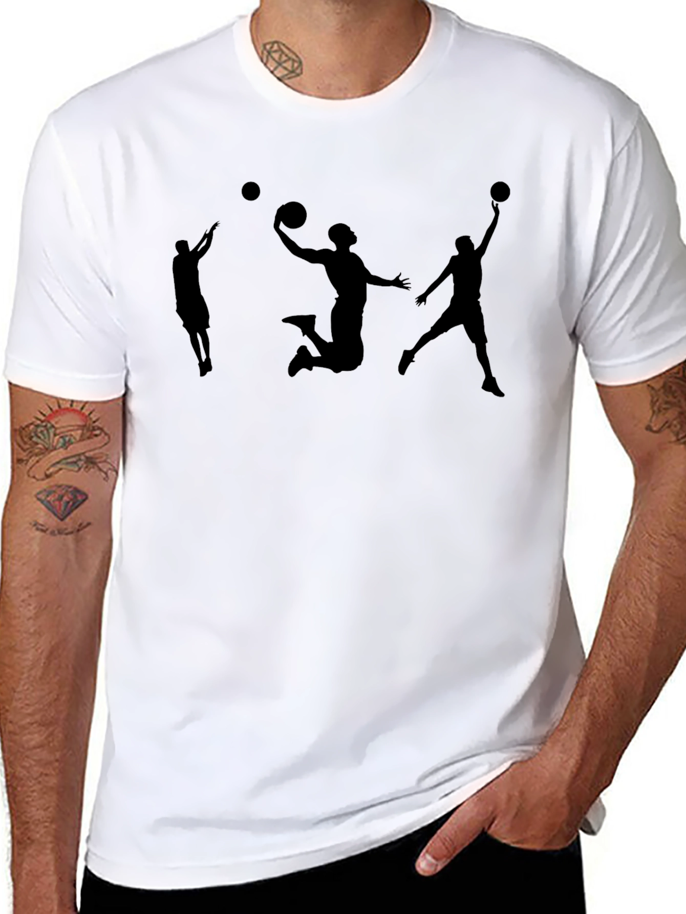 Black Basketball Silhouette Graphic T-Shirt