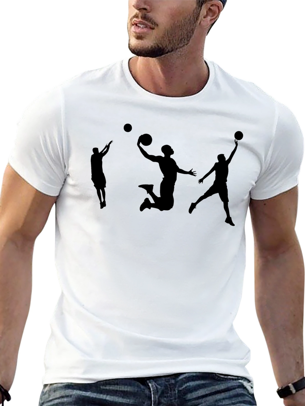 Black Basketball Silhouette Graphic T-Shirt
