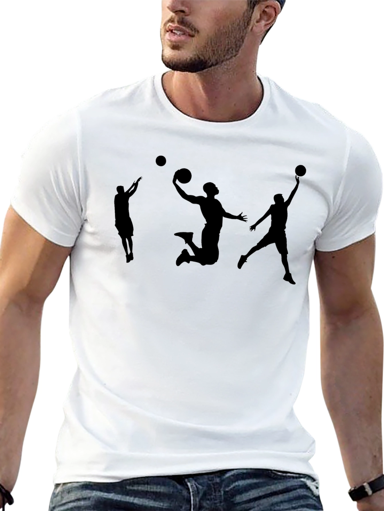 Black Basketball Silhouette Graphic T-Shirt