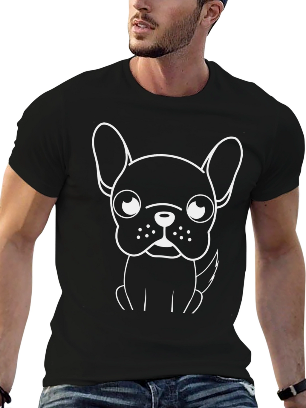 Cool French Bulldog Graphic Black T-Shirt