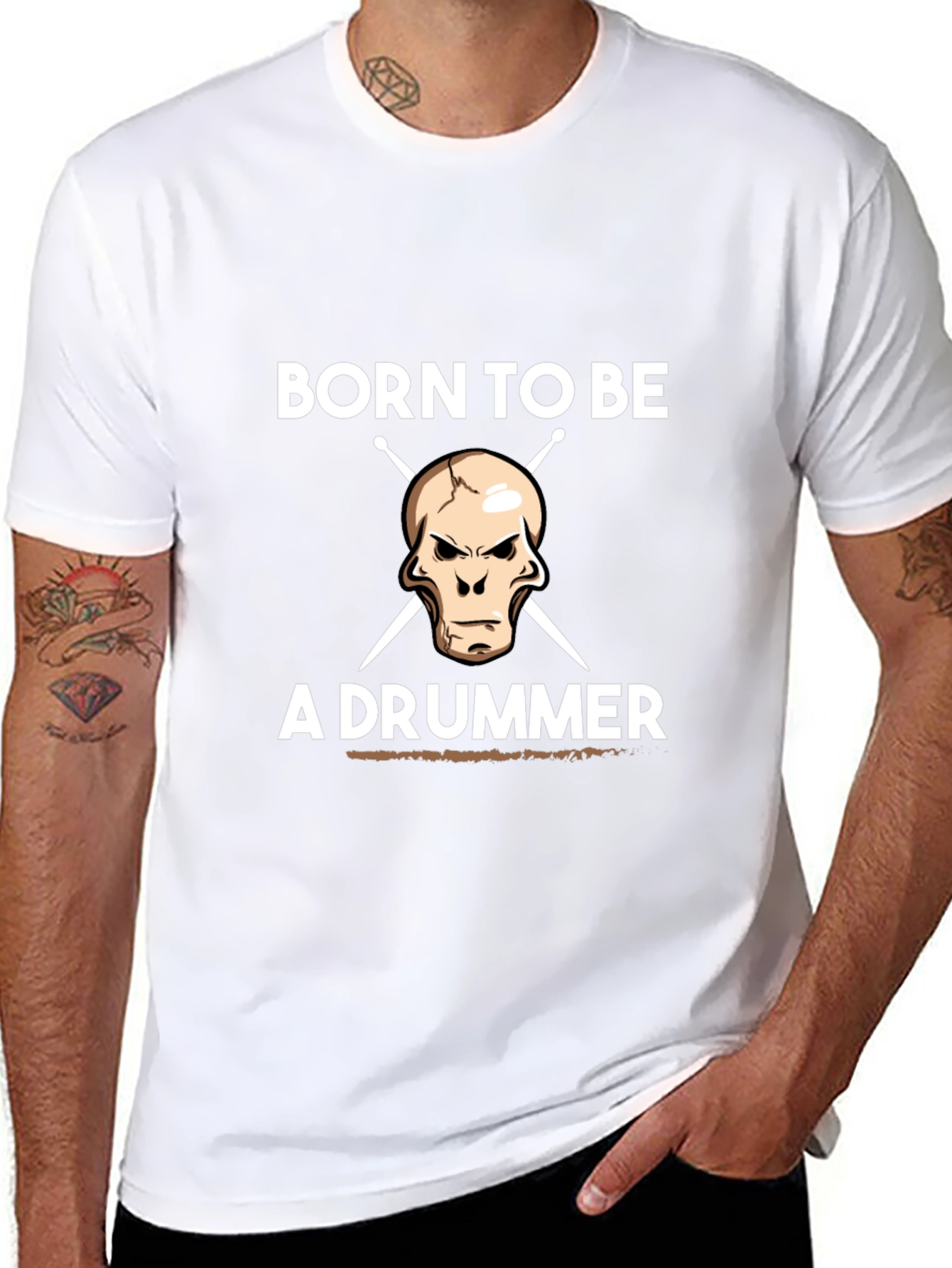 Born to Be a Drummer Graphic Tee - Black Cotton T-Shirt